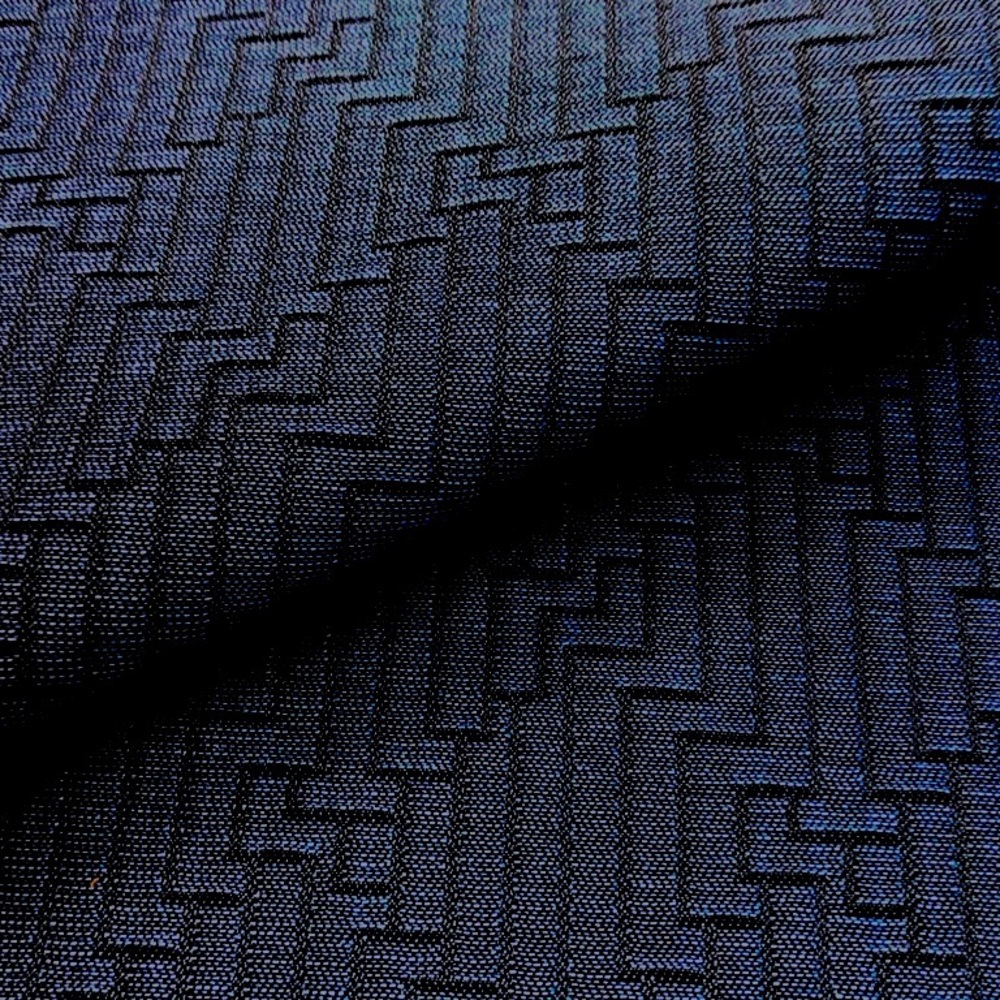 Corsair color Royal Geometric tile design in royal blue upholstery fabric